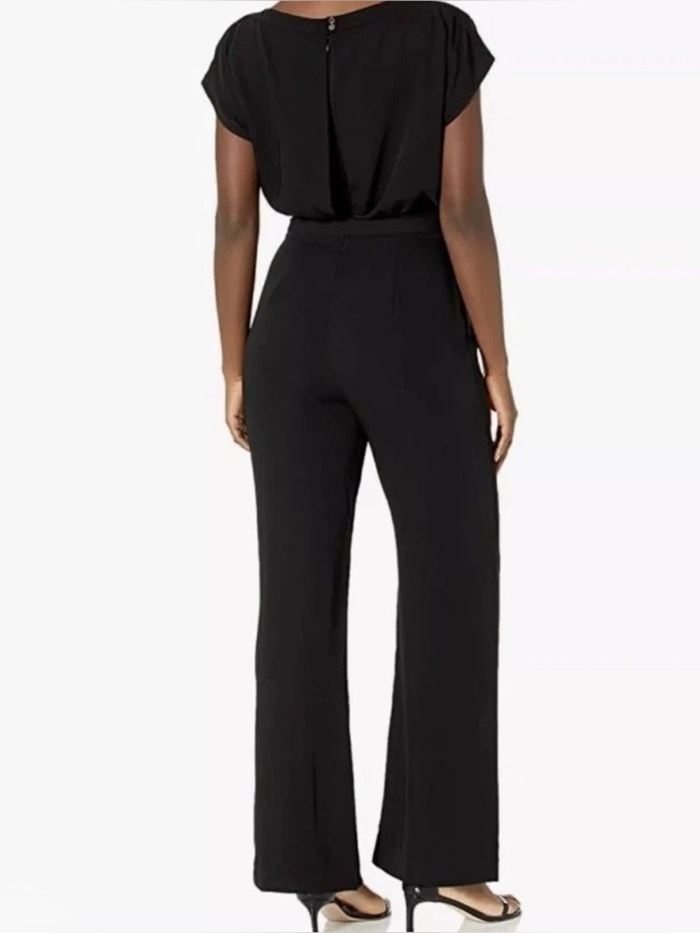 Eliza J Women's Size 14 Black Cap Sleeve Wide Leg Jumpsuit - Picture 3 of 16